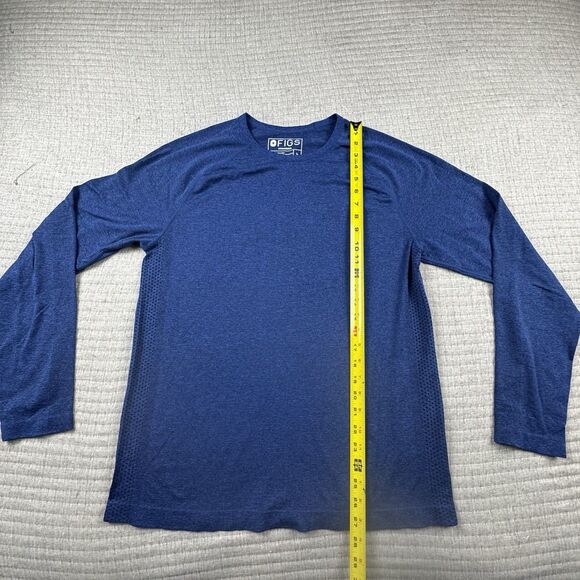 FIGS Seamless Shirt Men L Blue Underscrub LS Nurse Medical Stretch Wicking - Picture 2 of 7